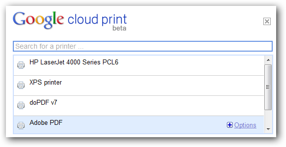 cloud print printer options