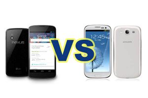 Google LG Nexus 4 versus Samsung Galaxy S3