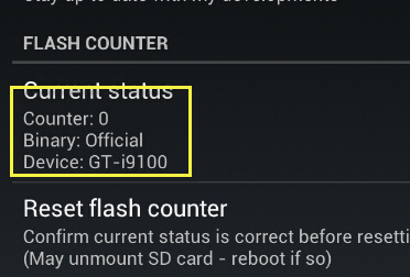 reset flash counter android