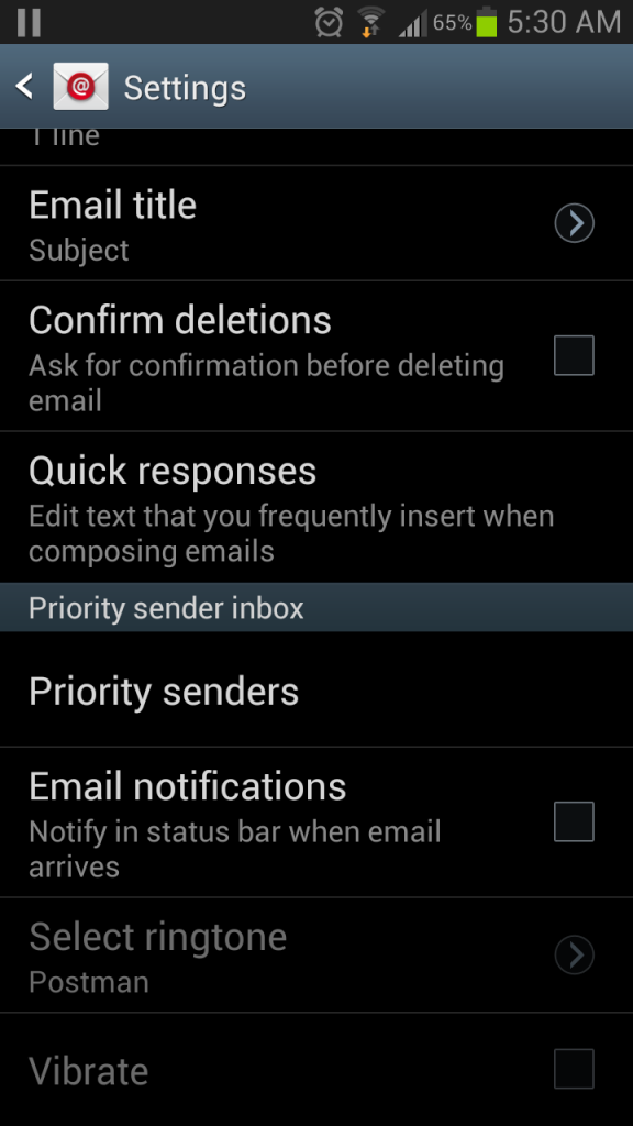 how to turn off email notifications on samsung galaxy s3