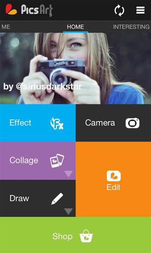 Picsart app tabs