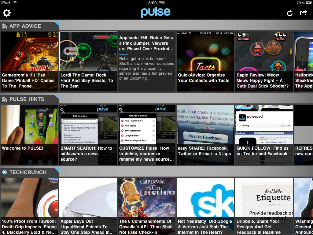 Pulse News user interface is perfect for touch-screen fans. 