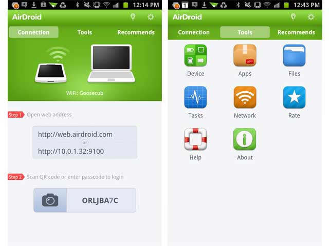 AirDroid connection