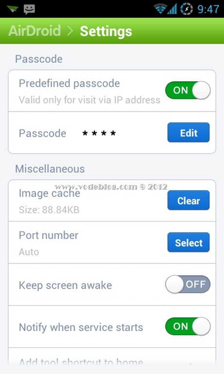 AirDroid settings