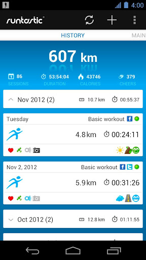 Runtastic lets you pre-set the kind of work out you want to do on that day