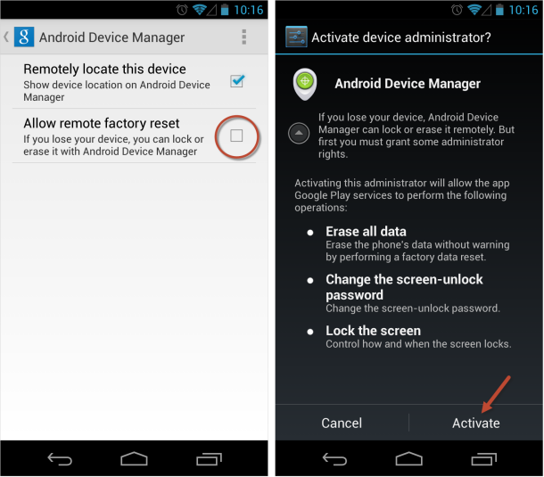 Не открывается android device manager