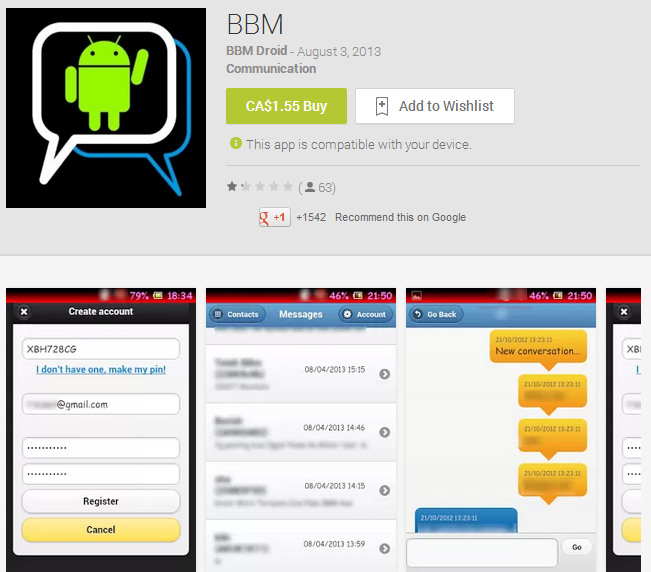 Watch Out for BBM Fakes On the Google Play Store