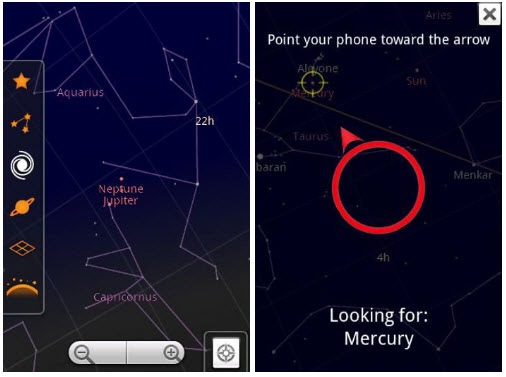 Google Sky Map Android Search 