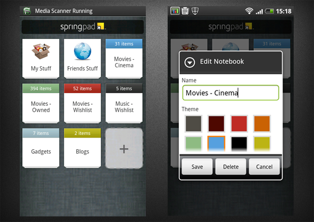 springpad menu