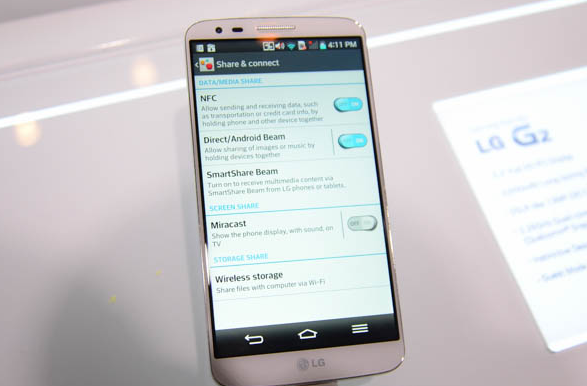 lg g2 wireless storage