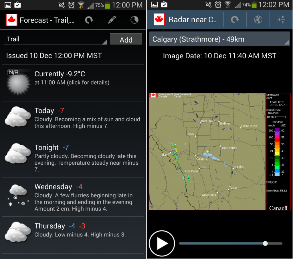 canada weather app android