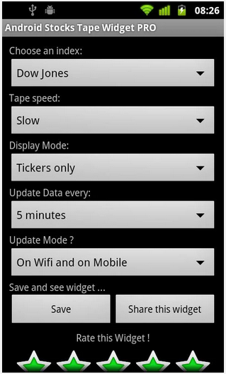 android stock tape settings