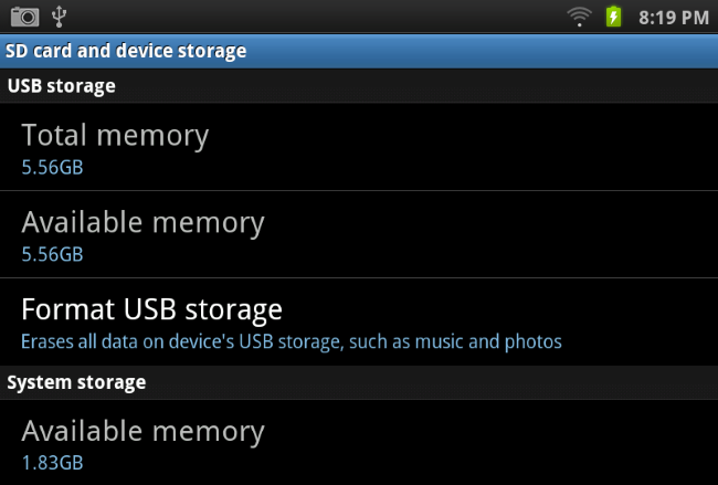 android storage space