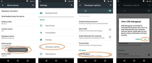 galaxy s6 enable usb debugging windows 10