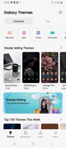 Themes Screen in Galaxy Store for Samsung Galaxy Android Devices