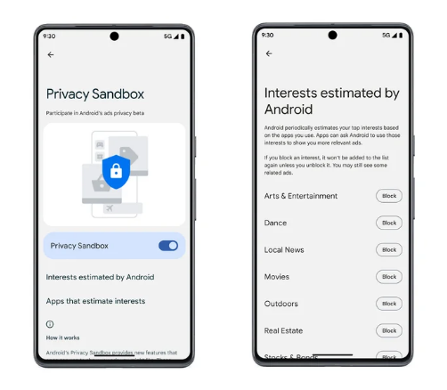 Android Privacy Sandbox screen.